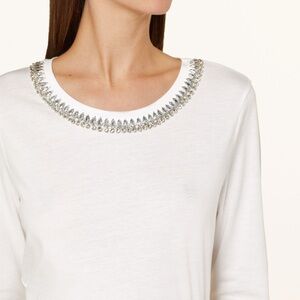 Elle Pink Sweater with Embellished Neckline